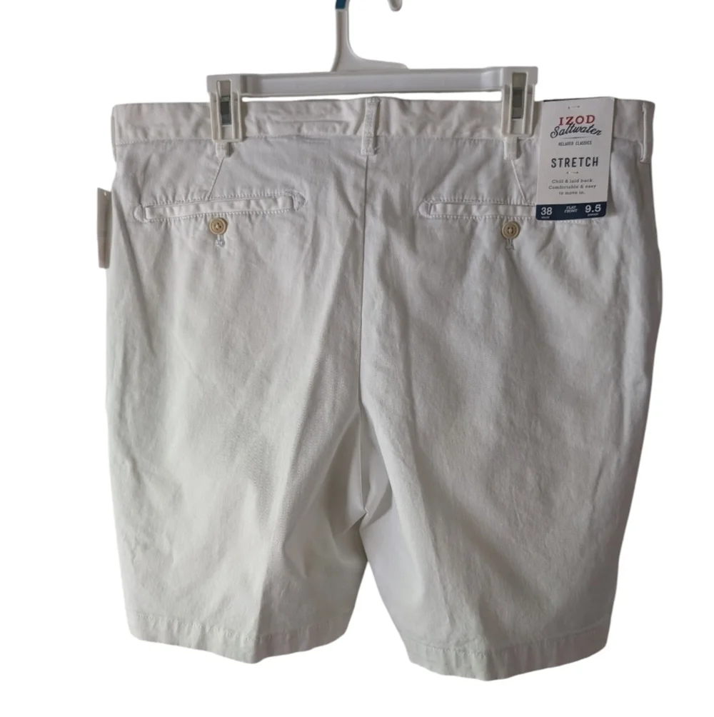Izod Saltwater Men's Crisp White Flat Front Shorts W38